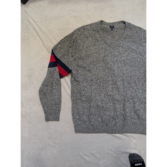 Gap V Neck Sweater Mens Size XXL Gray Knit Wool Cotton Blend Pullover - Picture 7 of 9